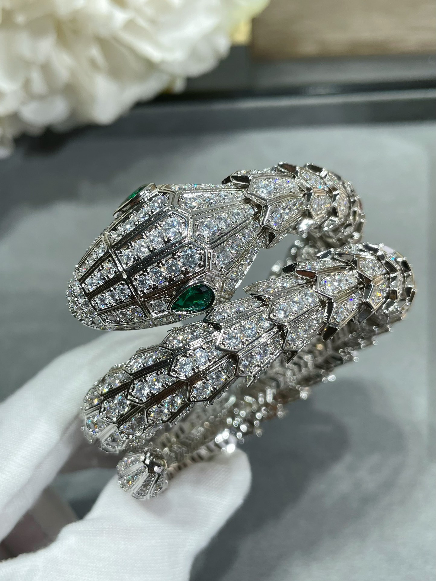 b*l*ai large three-circle full-Di*m*nd snake bracelet