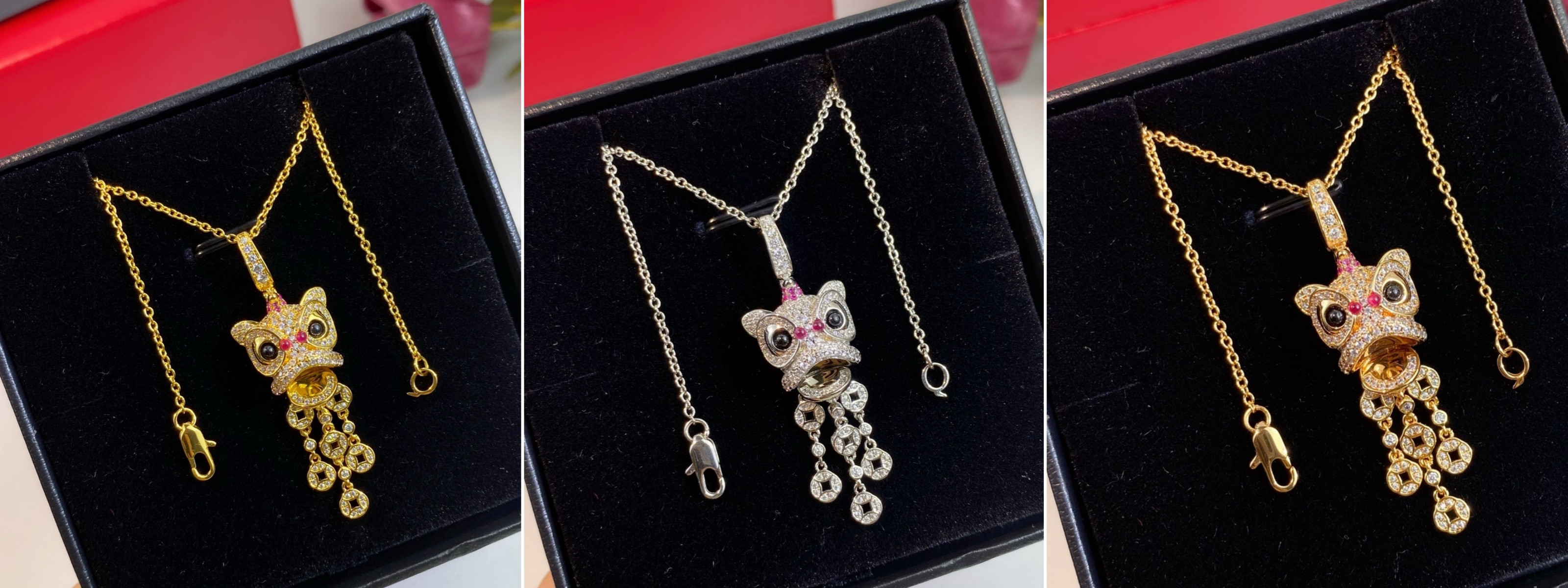 Qeelin Dancing Lion Pendant Necklace