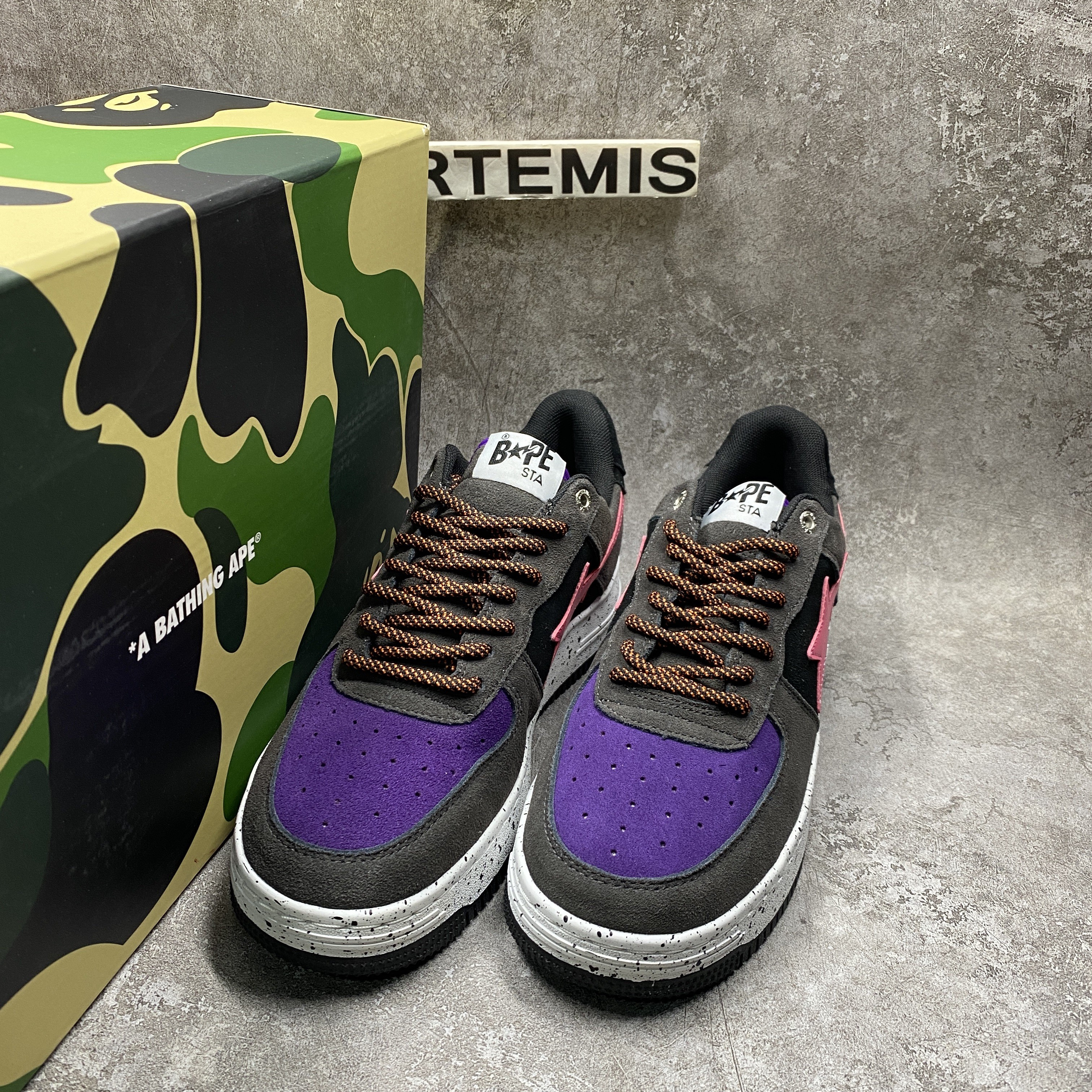 BP Sta Black Grey Pink Suede