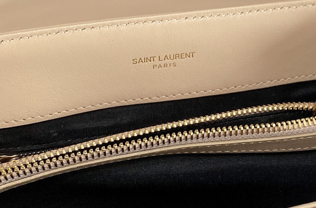 Y*L loulou medium in quilted leather dark beige 12.5 x 8.6 x 3.5 inches