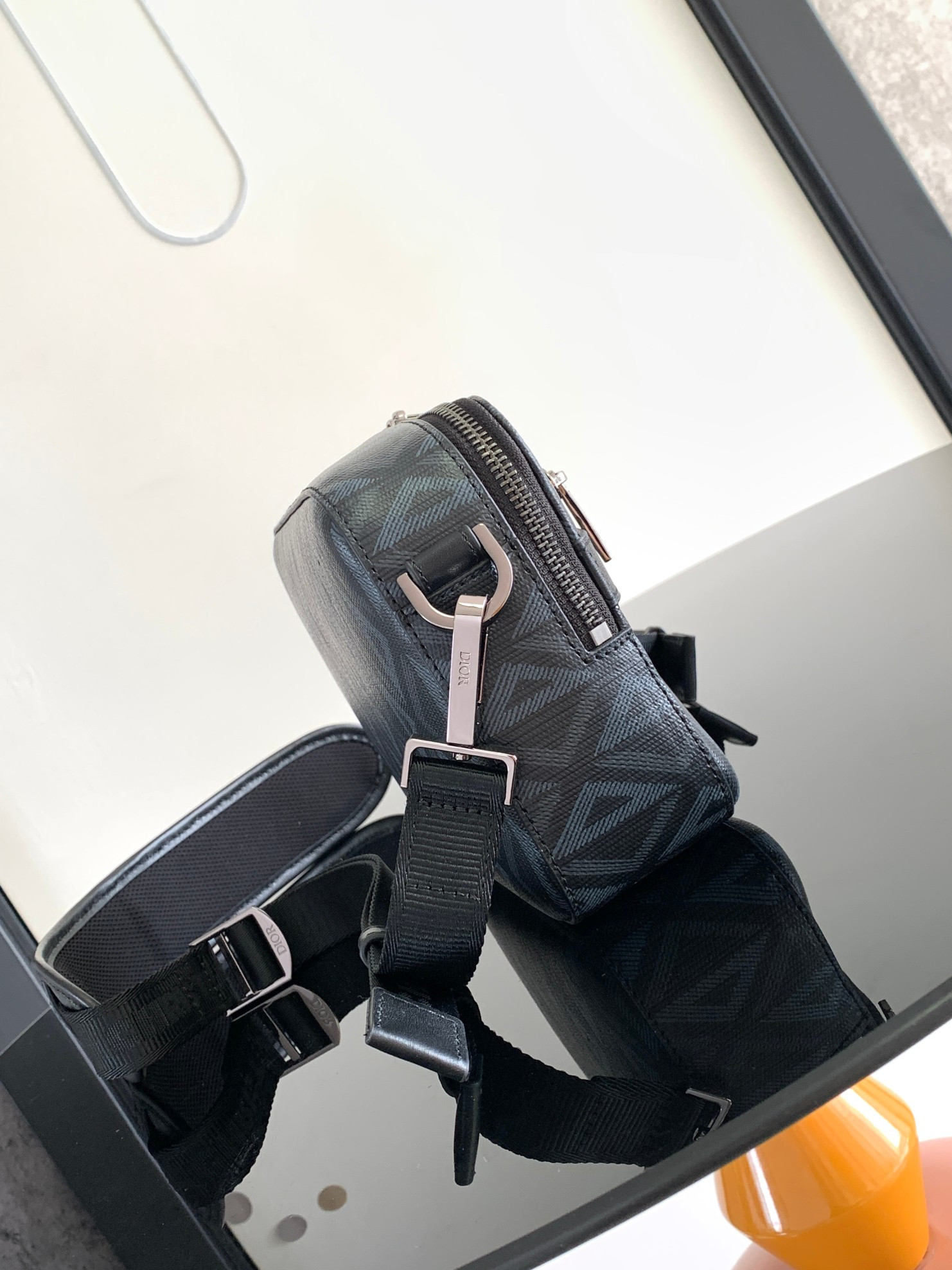 D*or safari bag with strap navy 8.5 x 6 x 2.5 inches