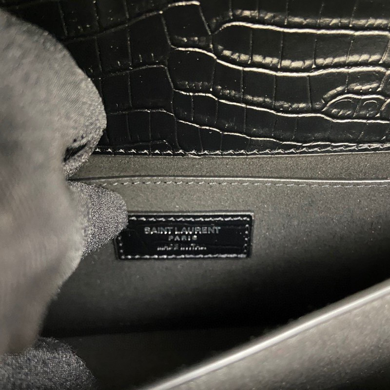 Y*L sunset medium in crocodile-embossed leather 8 x 6.2 x 2.5 inches