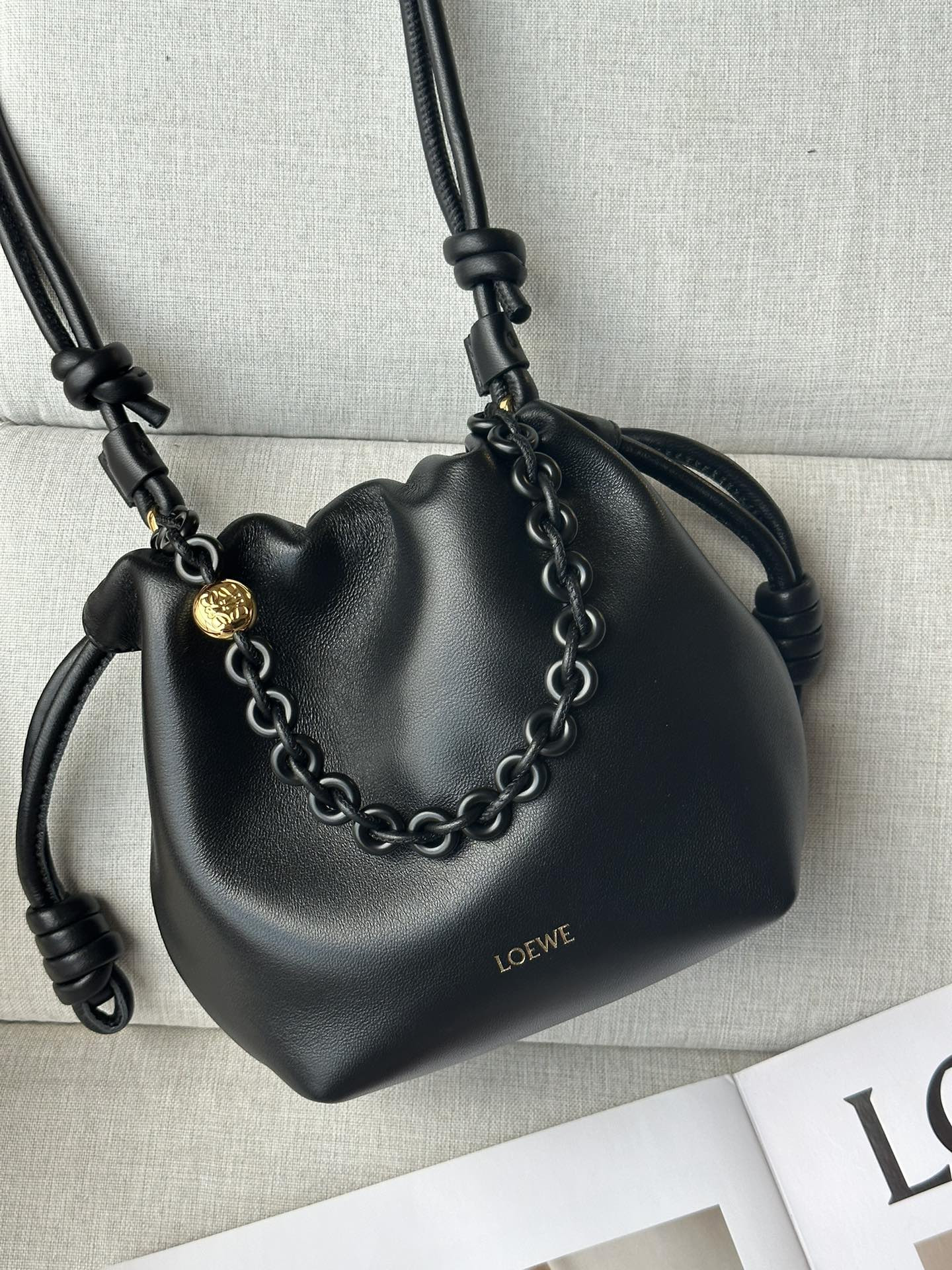 L0ew* mini flamenco purse bag in mellow nappa lambskin 23x17x5.5cm