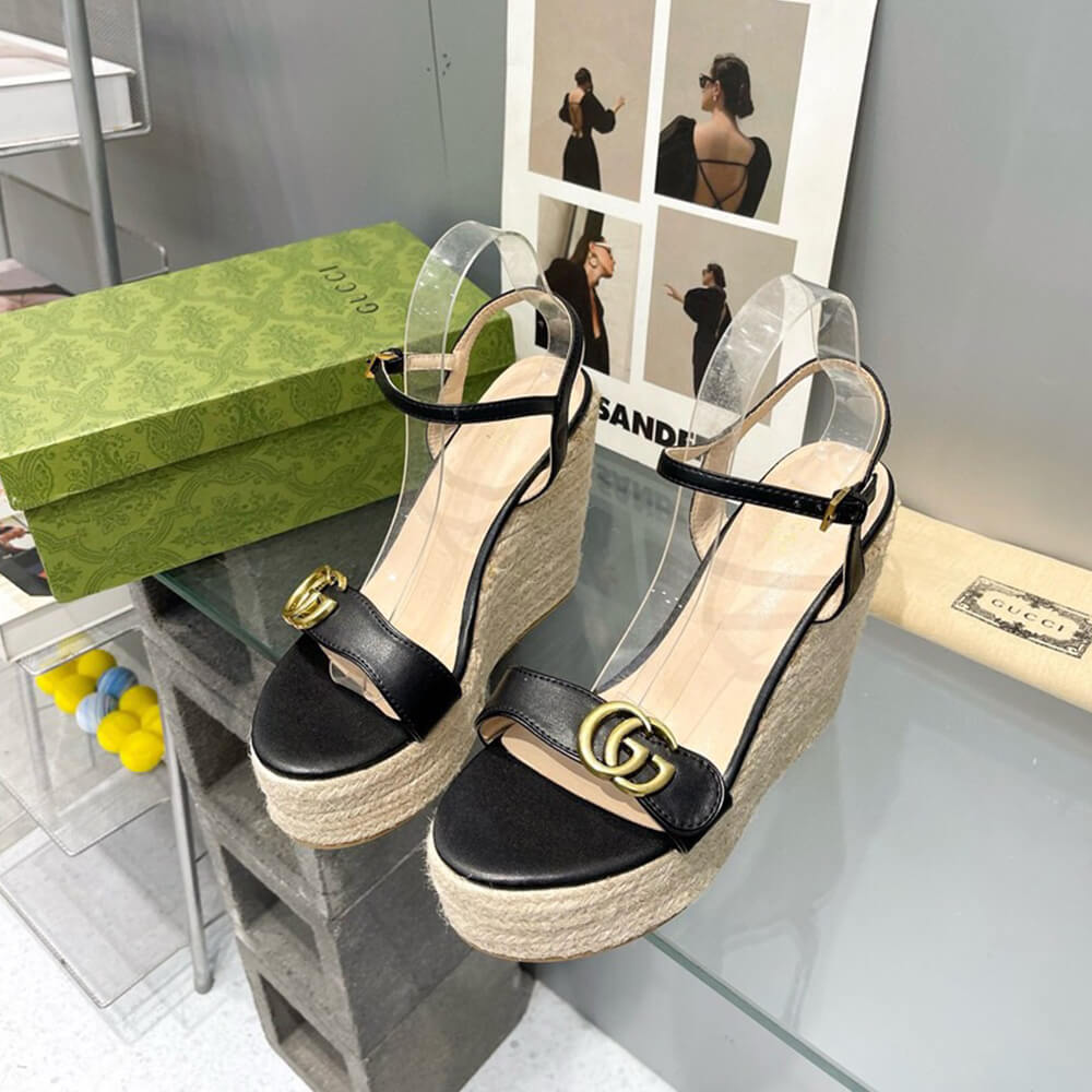 G*u*i women’s gg espadrille wedge sandals