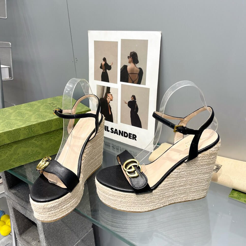 G*u*i women’s gg espadrille wedge sandals