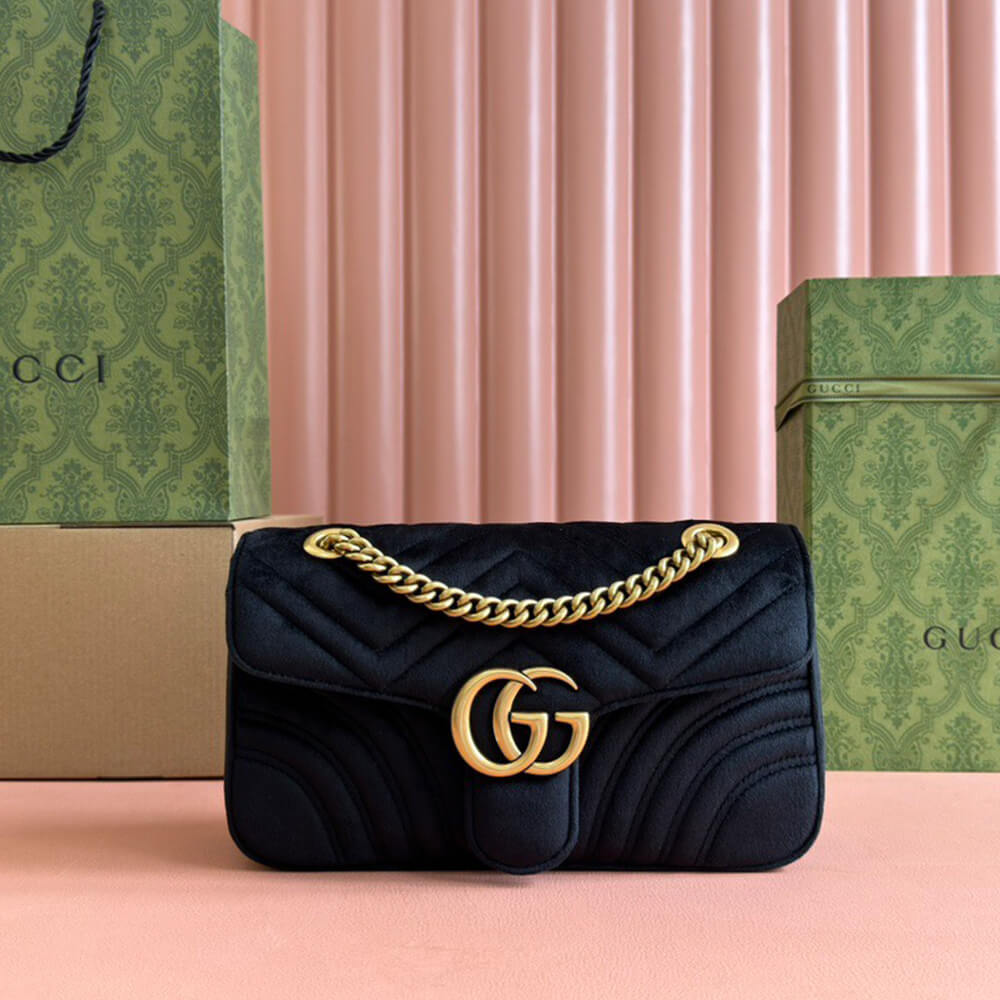 GG Velvet Small Marmont shoulder bag