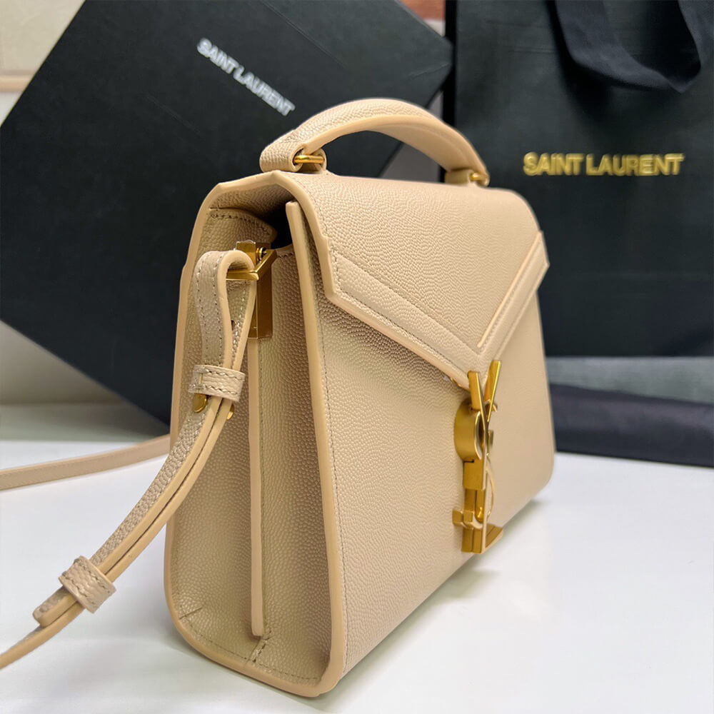 YSL CASSANDRA MINI TOP HANDLE BAG IN GRAIN DE POUDRE EMBOSSED LEATHER
