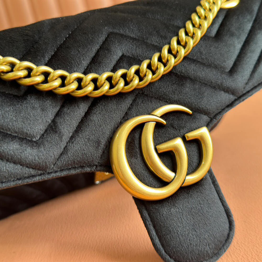 GG Velvet Small Marmont shoulder bag