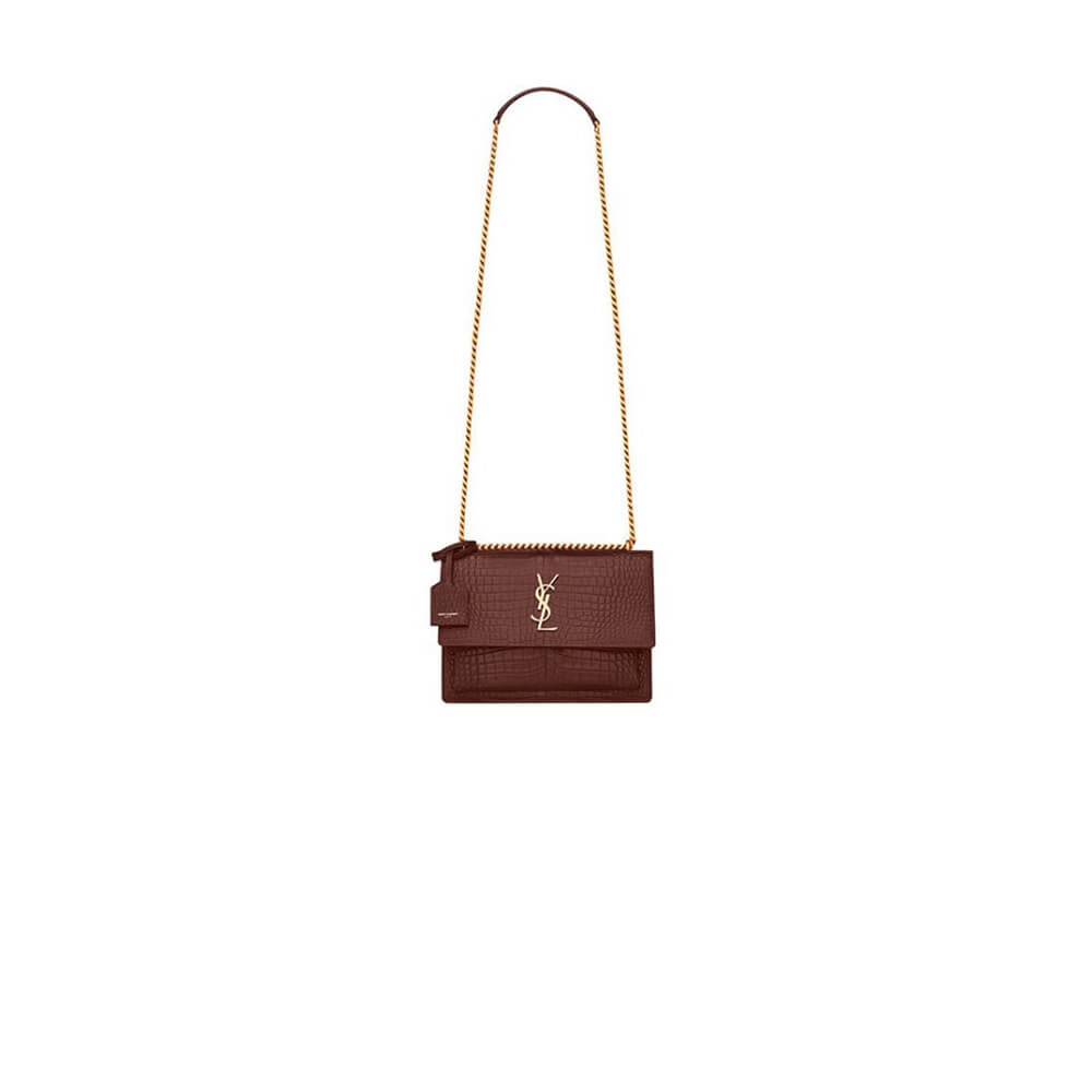 YSL Crocodile-embossed leather SUNSET Medium