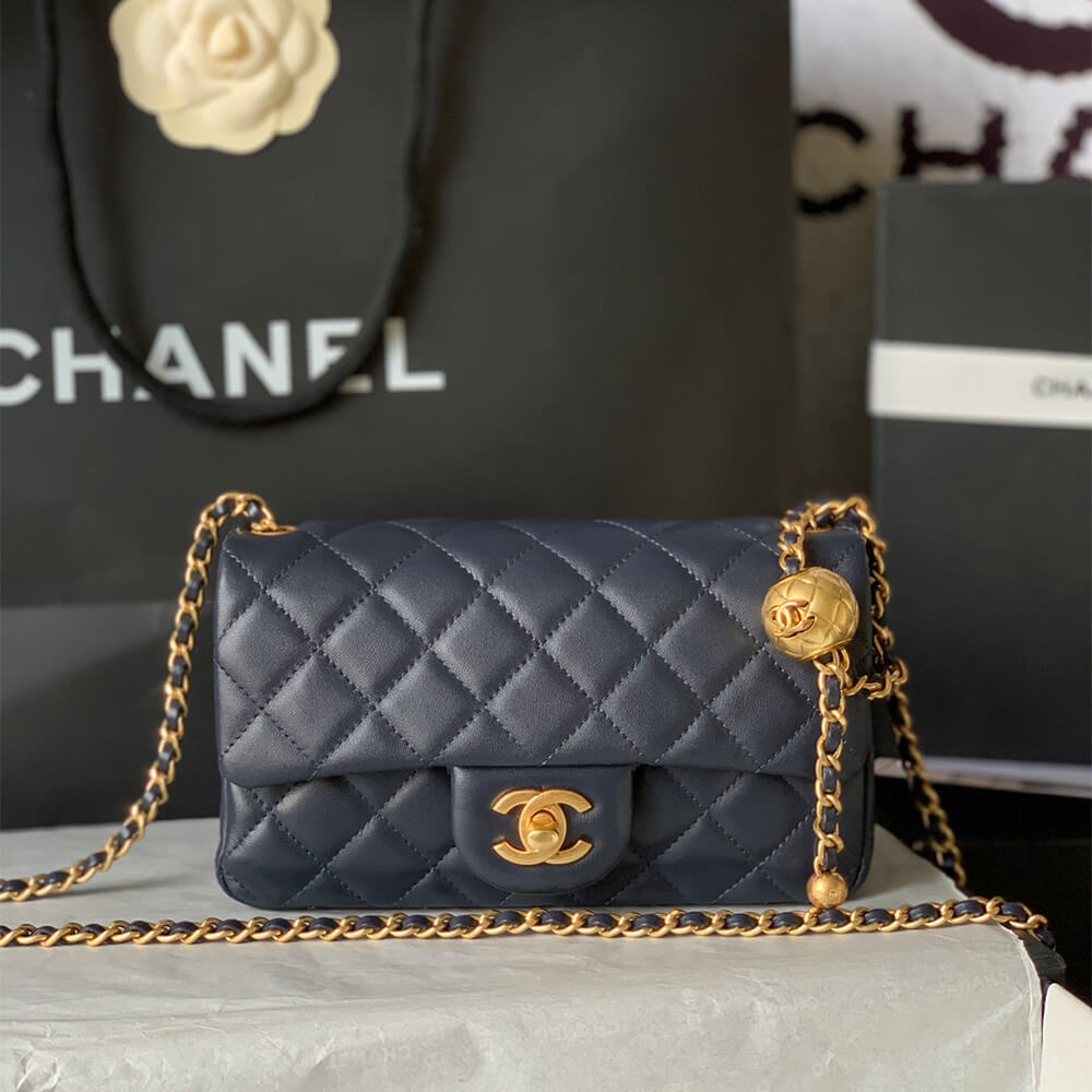 Ch*el pearl crush mini rectangular flap