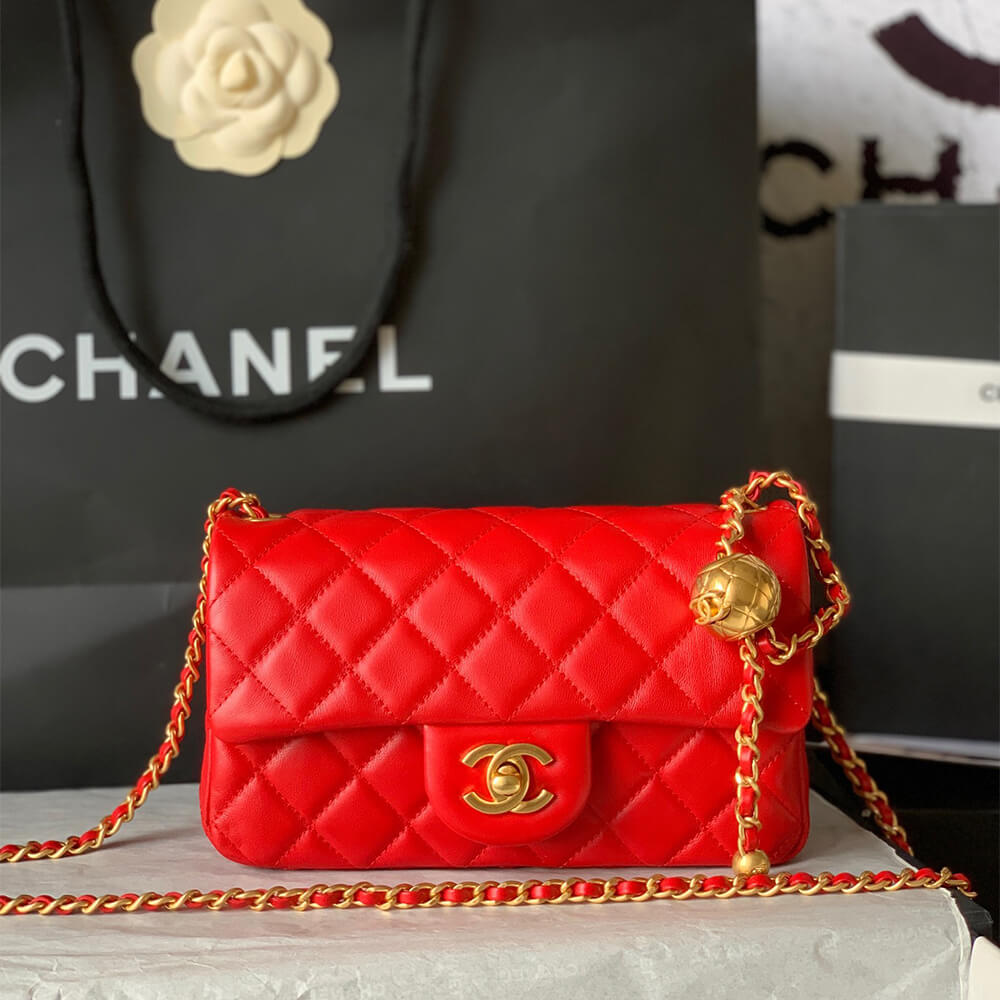 Ch*el pearl crush mini rectangular flap