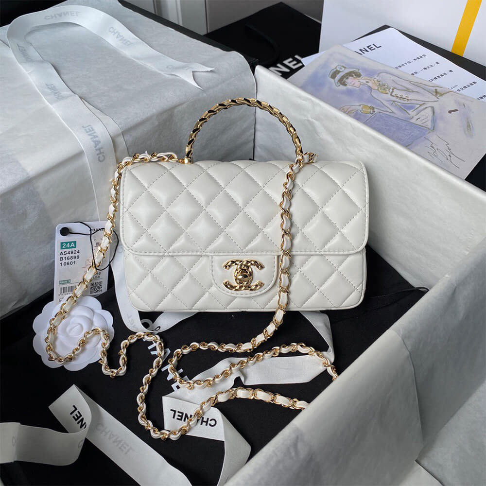 Ch*el mini flap bag with top handle