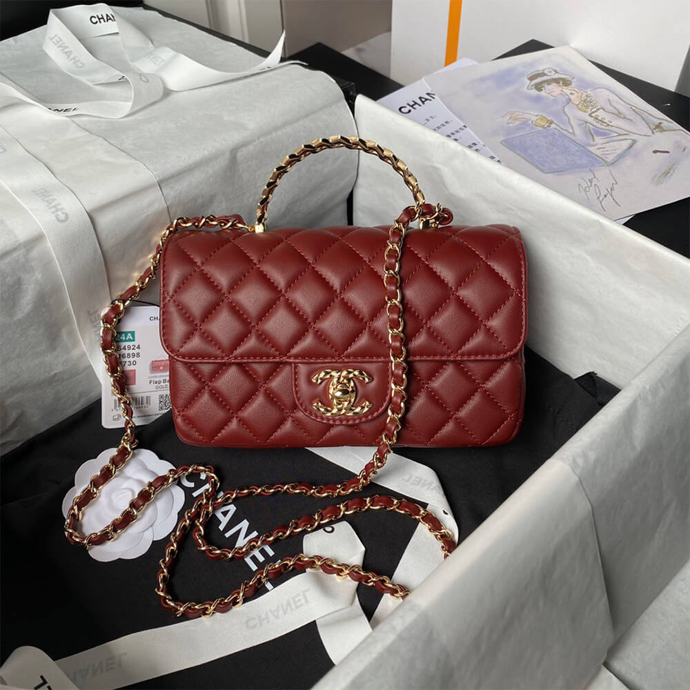 Ch*el mini flap bag with top handle