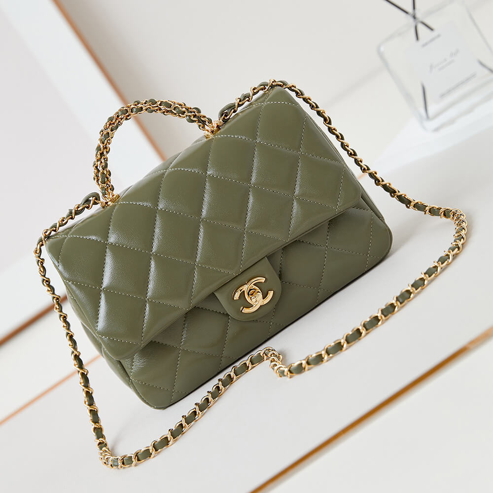 Ch*el flap bag with top handle