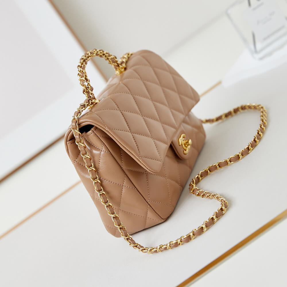 Ch*el flap bag with top handle