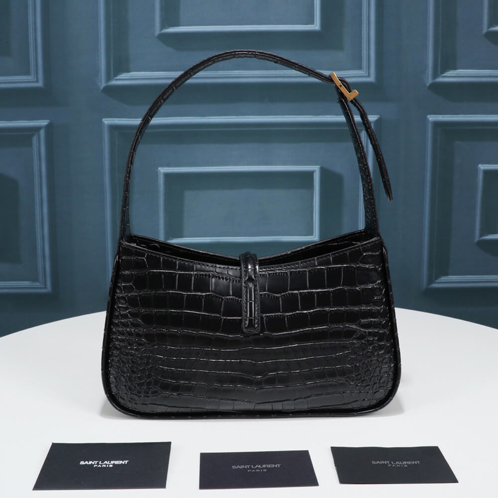 YSL LE 5 À 7 Crocodile embossed glossed leather