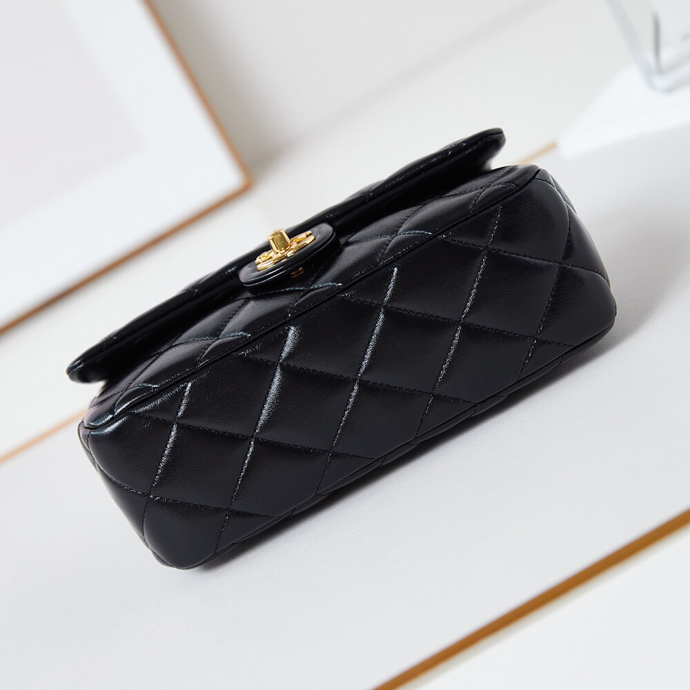 Ch*el flap bag with top handle