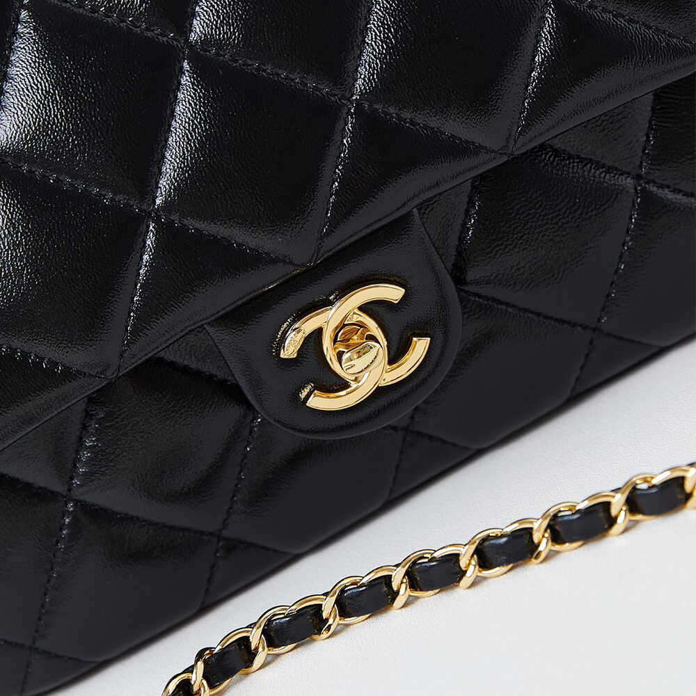 Ch*el flap bag with top handle