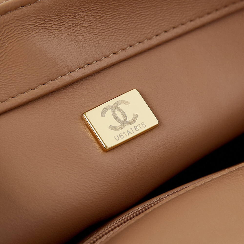 Ch*el flap bag with top handle