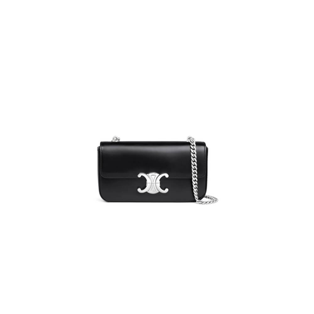 Ce**e claude shiny cowhide leather chain shoulder bag