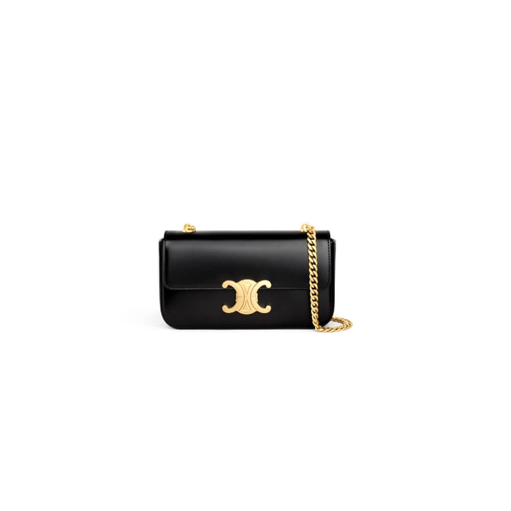 Ce**e claude shiny cowhide leather chain shoulder bag