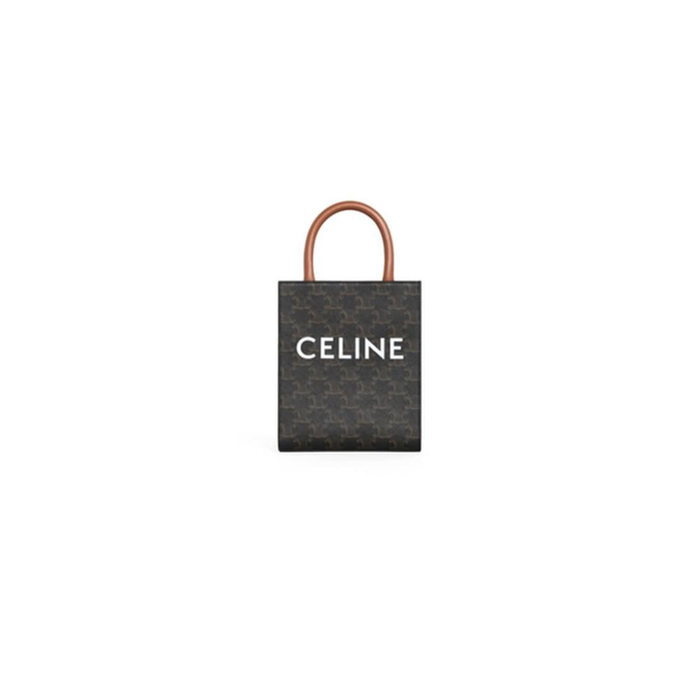 Ce**e mini vertical cabas bag in calfskin leather with logo and Ce**e print