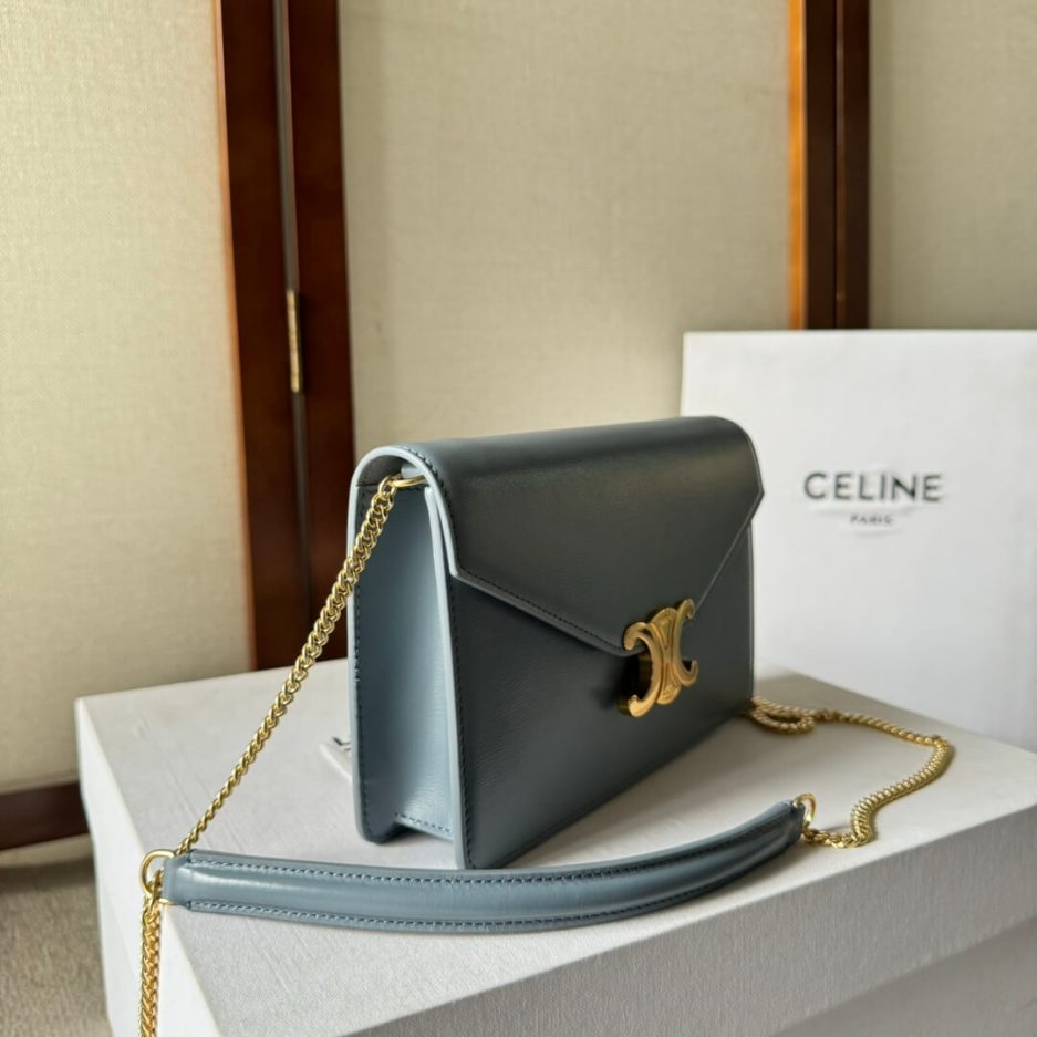 Ce**e margo shiny calfskin leather chain wallet